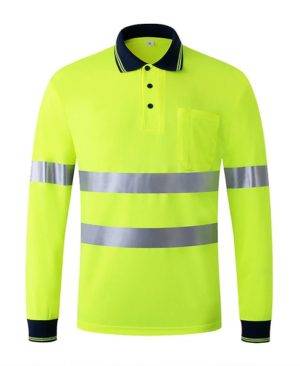 REFLECTIVE LONG SLEEVE POLO (LEMON COLOR)