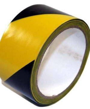 YELLOW & BLACK SELF ADHESIVE COLOUR REFLECTIVE CAUTION TAPE (4 INCHES X 22 METERS)