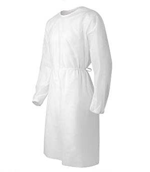 DISPOSABLE MEDICAL GOWN OR ISOLATION GOWN-PACK OF 10 PCS (WHITE COLOR)